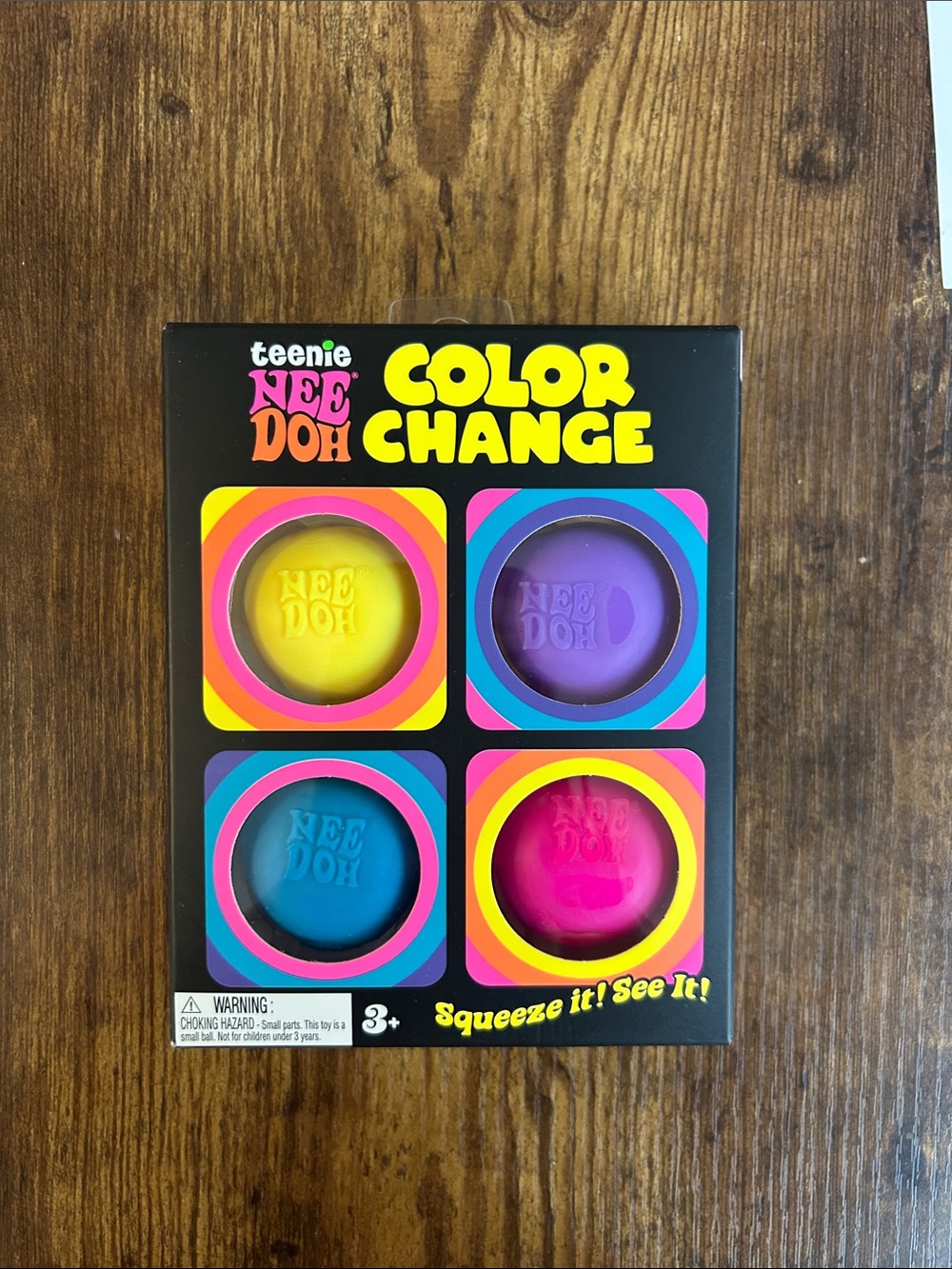 teenie NEE DOH Color Change Squeeze Toy Set — Yellow, Purple, Blue, Pink